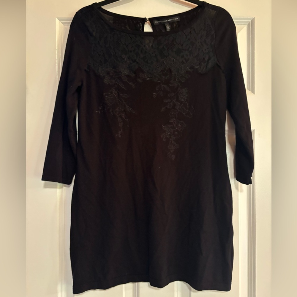 WHBM Black Lace Tunic Top, size Large